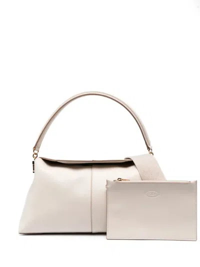 Tod's T Case Logo-plaque Shoulder Bag In Neutrals