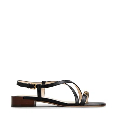 Tod's T-chain Flat Sandals In Black