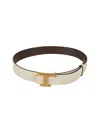 Shop Tod's T Logo Buckle Belt In White