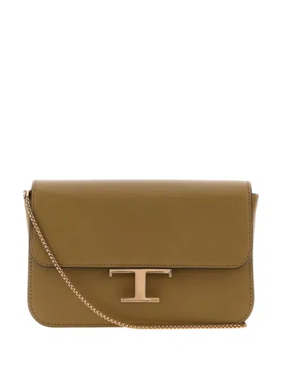 Tod's T Logo Chain Shoulder Bag In Green