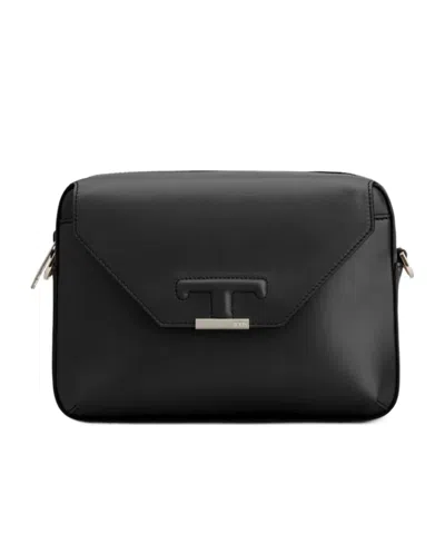 Tod's T-logo Flap Shoulder Bag In Black