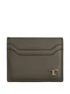 Tod's T-logo Leather Card Holder In Green