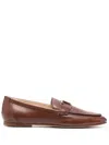 Tod's T-logo Leather Loafers In Brown