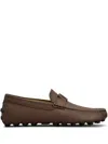Tod's T Logo Leather Loafers In Brown