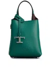 Tod's T-logo Pebble-grain Bucket Bag In Green