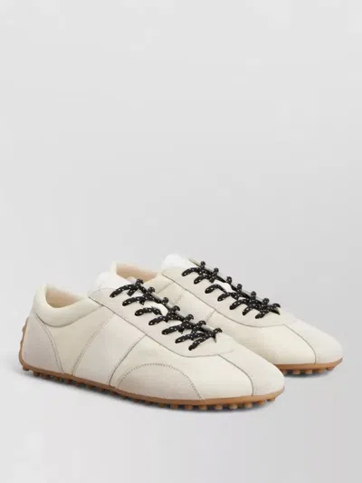 Tod's T Marathon Leather Sneakers Contrast Stitching Rubber In White