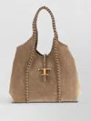 Tod's T Medium Suede Hobo Shoulder Bag Braided Handles In Brown