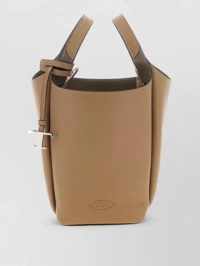 Tod's T Mini Bucket Bag Adjustable Strap Handles In Brown