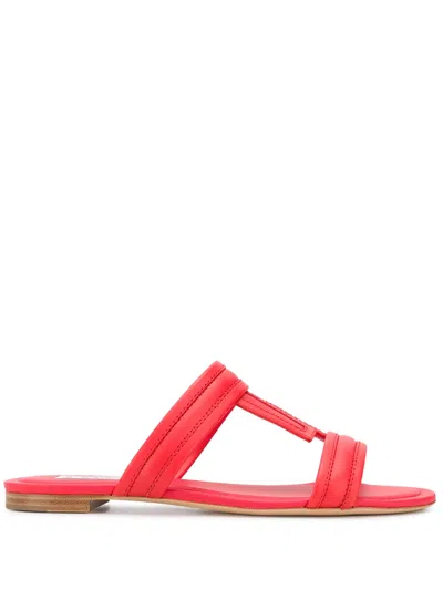Tod's T Monogram Sandals In Red