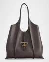 Tod's Handle Texture Hardware Shoulder Bag In Gray