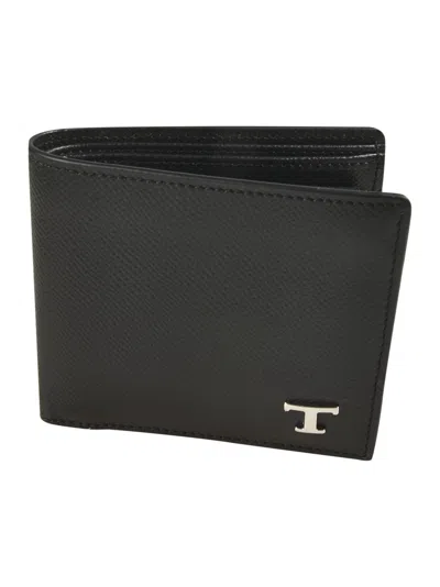 Tod's T Plaque Billfold Wallet In Black
