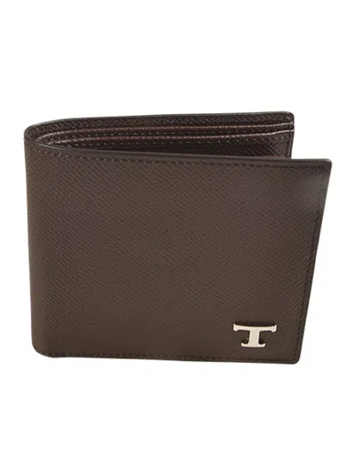 Tod's T Plaque Billfold Wallet In Brown