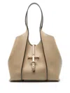 Tod's T-plaque Leather Tote Bag In Neutrals