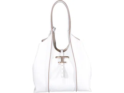 Tod's T-plaque Tote Bag In White