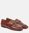Tod's T Ring Leather Loafers In Brown