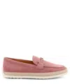 Tod's Suede Loafer With Metal Detail In Pink