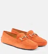 Tod's T-ring Suede Loafers In Red