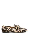 Tod's Double T Zebra-print Calf Hair Loafers In Beige