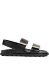 Tod's Women Sandal With Two Leather Straps In Black