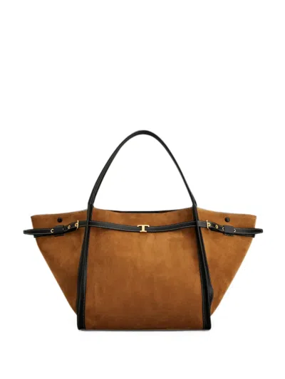 Tod's Shopper T Signature Aus Veloursleder Medium In Brown