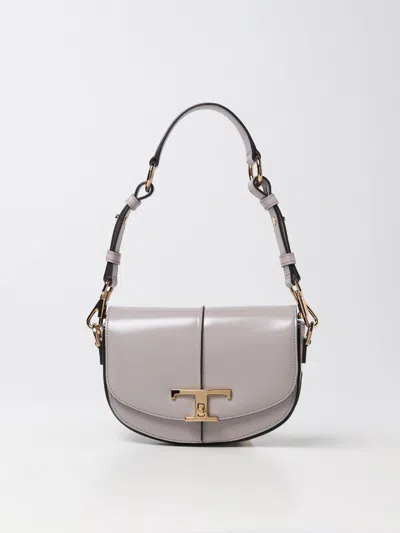 Tod's T Timeless Bag In Brushed Leather In Grey