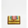 Tod's T Timeless Belt Bag In Leather And Raffia Micro With Metal Shoulder Strap In Multi