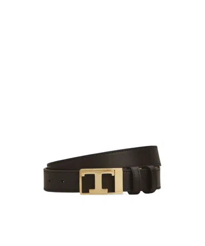 Tod's T Timeless Belt In Leather In Black