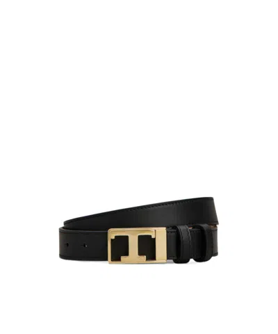 Tod's T Timeless Belt In Leather In Black