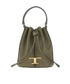 Tod's T Timeless Bucket Shoulder Bag In Green