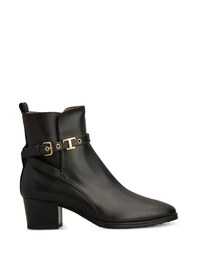 Tod's T Timeless Buckle Ankle Boots In Black