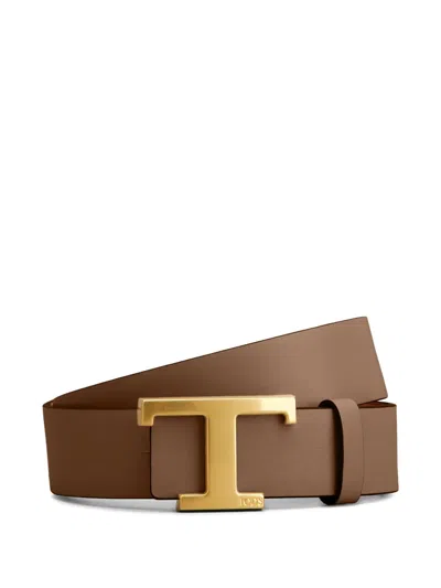 Tod's T Timeless Reversible Belt In Leather In Brown