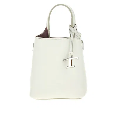 Tod's T Timeless Charm Leather Micro Bag In White