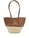 Tod's Bux Brown Shopper With Logo Imprinted On The Front And Metal Logo Charm In Leather And Straw Woman In Brown