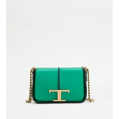 Tod's T Timeless Crossbody Bag In Leather Micro In Green