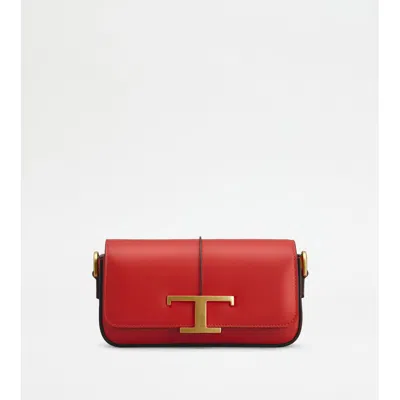 Tod's T Timeless Crossbody Bag In Leather Mini In Red