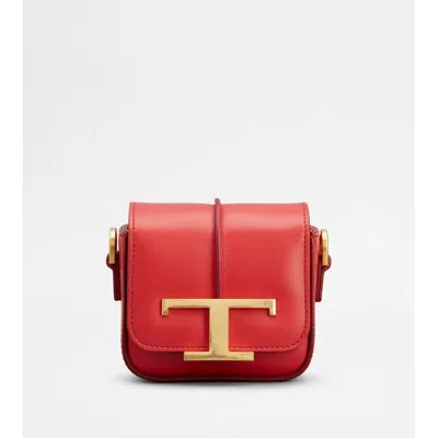 Tod's T Timeless Crossbody Bag In Leather With Chain Strap In Red
