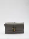 Tod's T Timeless Flap Bag In Leather In Gray
