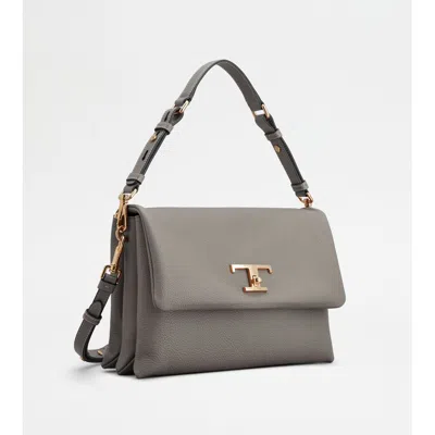 Tod's T Timeless Flap Bag In Leather Medium In Yellow