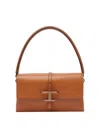 Tod's Leather T Timeless Mini Flap Bag In Marrón