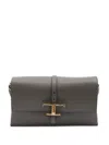 Tod's T Timeless Flap Bag In Leather In Gray