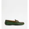 Tod's T Timeless Gommino Driving Shoes In Leather And Velvet In Green