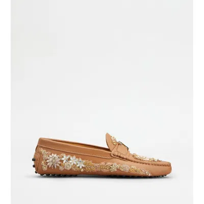 Tod's T Timeless Gommino Driving Shoes In Leather In Brown
