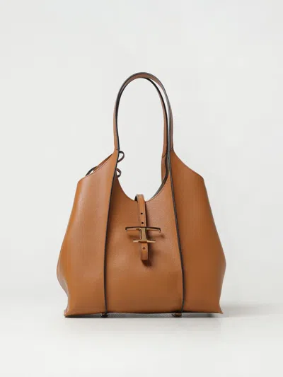 Tod's Kenia Grained Leather T Timeless Bag In Brown