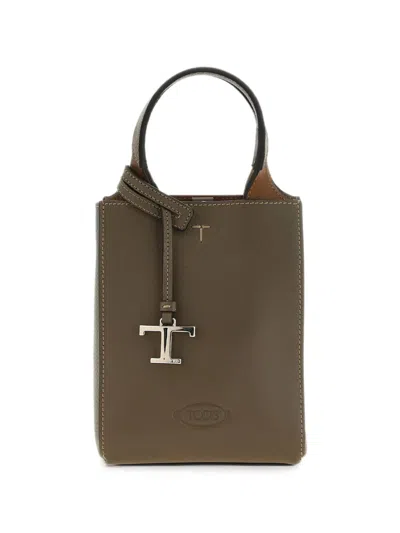 Tod's T Timeless Hammered Leather Tote Bag In Brown