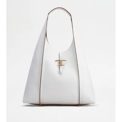 Tod's T Timeless Hobo Bag In Leather Large In White