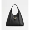 Tod's T Timeless Hobo Bag In Leather Medium In Black