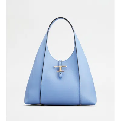 Tod's T Timeless Hobo Bag In Leather Medium In Blue