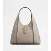 Tod's T Timeless Hobo Bag In Leather Medium In Gray