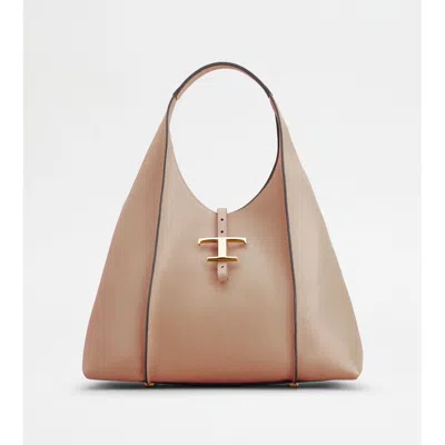 Tod's T Timeless Hobo Bag In Leather Medium In Pink