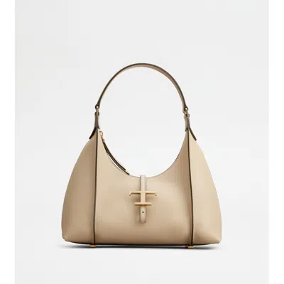 Tod's T Timeless Hobo Bag In Leather Small In Sand